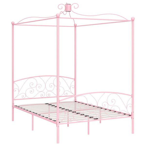 vidaXL Hemelbedframe metaal roze 120x200 cm