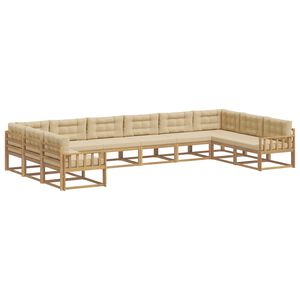 vidaXL Buiten bankenset 10 st Wit en Beige