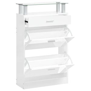 vidaXL Schoenenkast 63x24x104 cm bewerkt hout hoogglans wit
