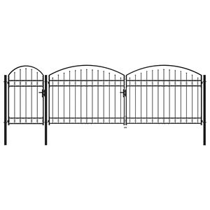 vidaXL Tuinpoort met gebogen bovenkant 2x5 m staal zwart