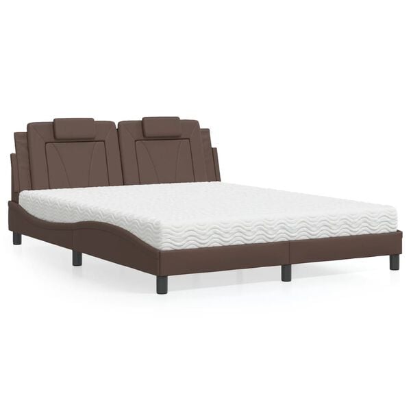 vidaXL Bed "Viana" met matras kunstleer bruin 160x200 cm