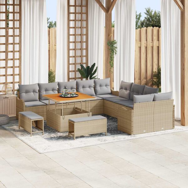 vidaXL Tuin Sofa Set 13 pcs Beige poly rattan