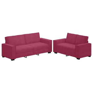 vidaXL 2-delige Loungeset met kussens fluweel wijnrood