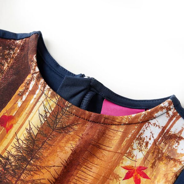 Kinderjurk met lange mouwen 140 marineblauw