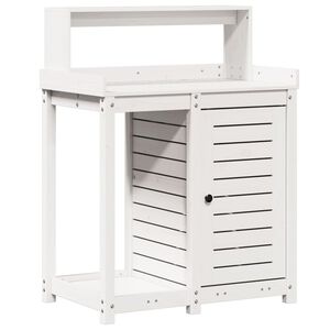 vidaXL Oppottafel met schappen 82,5x50x109,5 cm massief grenenhout wit