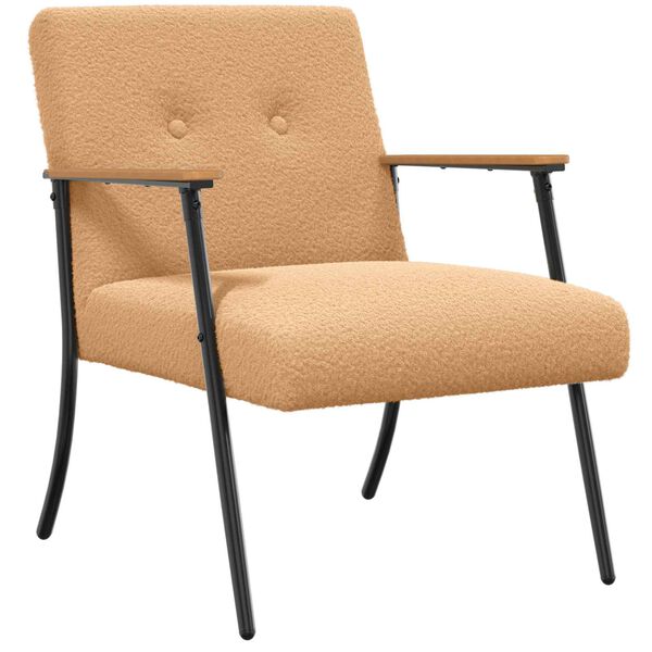 vidaXL Fauteuil Beige 59 x 75 x 78 cm Krullend Wol-achtig Stof