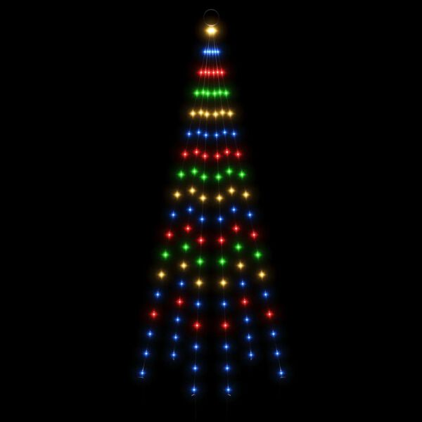 vidaXL Vlaggenmast kerstboom 108 LED's meerkleurig 180 cm