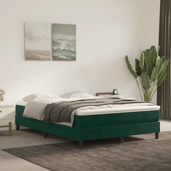 vidaXL Boxspring bed 140x190 cm fluweel donkergroen