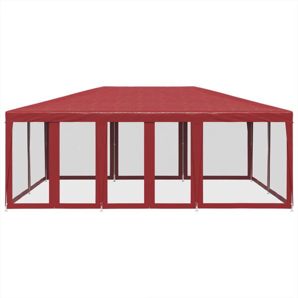 vidaXL Partytent met 10 mesh zijwanden 6x4 m HDPE rood