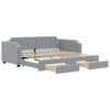 vidaXL Slaapbank met onderschuifbed en lades 90x190 cm stof lichtgrijs