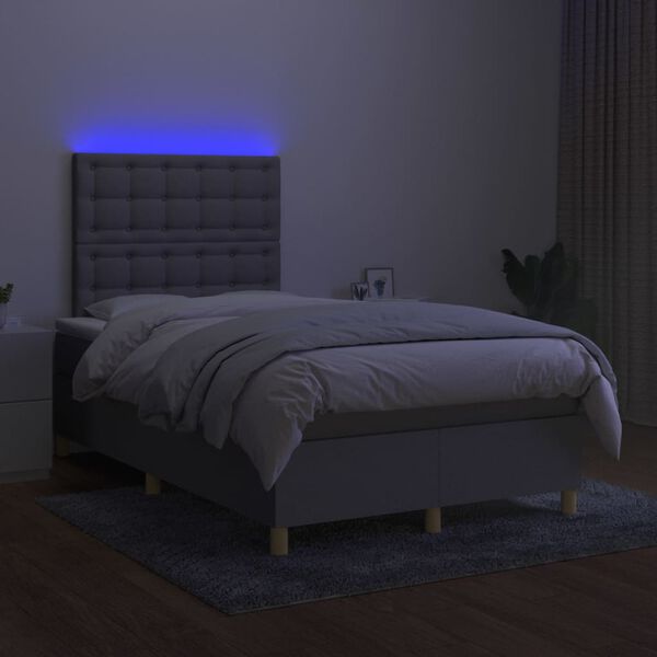 vidaXL Boxspring met matras en LED stof lichtgrijs 120x200 cm
