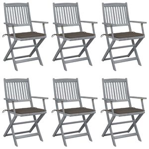vidaXL Inklapbare stoelen 6 st met kussens massief acaciahout