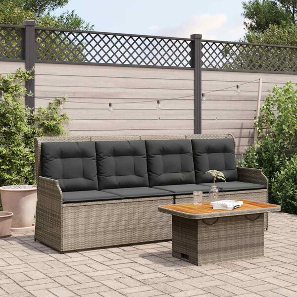 vidaXL 3-delige Loungeset met kussens poly rattan grijs