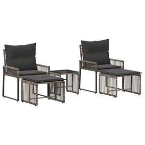 vidaXL Buitenmeubelset 11 pcs Grijs en Donkergrijs poly rattan