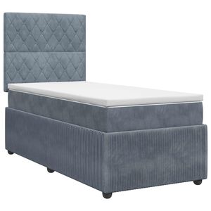 vidaXL Boxspringbed met matras Donkergrijs Enkel Fluweel