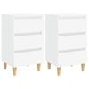vidaXL Nachtkastjes 2 st met massief houten poten 40x35x69 cm wit