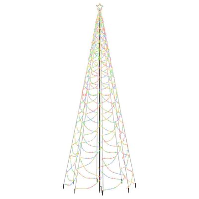vidaXL Kerstboom met metalen paal en 1400 meerkleurige LED's 5 m