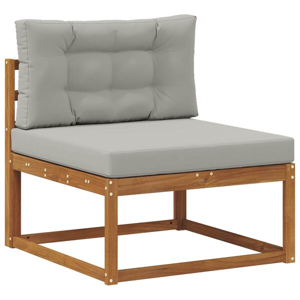 vidaXL Buiten bankenset met kussen 11 pcs Natuurlijk en Lichtgrijs