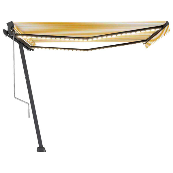 vidaXL Luifel automatisch met LED en windsensor 400x350 cm geel en wit
