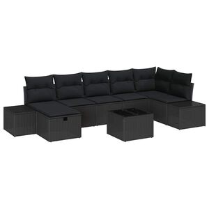 vidaXL Tuin Sofa Set met kussen 8 pcs Zwart poly rattan