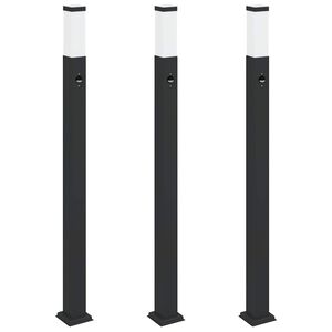 vidaXL Bolderverlichting met sensor 3 stuks 110 cm Zwart IP44