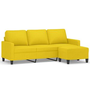 vidaXL Driezitsbank met voetenbank 180 cm stof lichtgeel