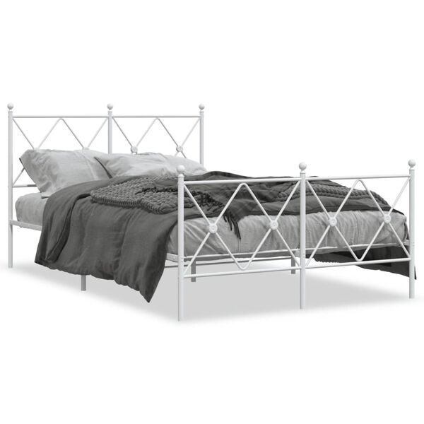 vidaXL Bedframe met hoofd- en voeteneinde metaal wit 120x200 cm