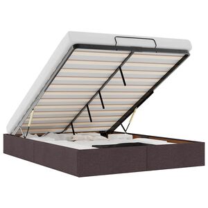 vidaXL Bedframe zonder matras 140x190 cm stof donkerbruin