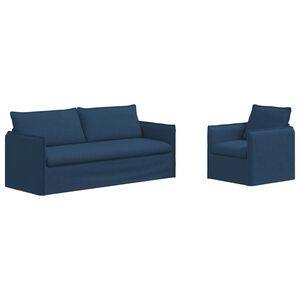 vidaXL Bankstel 2 pcs Blauw 196 x 82 x 85 cm Stof