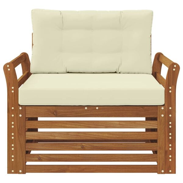 vidaXL Buiten bankenset Massief Acaciahout en Polyester Naturel