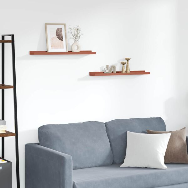 vidaXL Wandplank met plank 2 pcs Rood 60 x 9 x 3 cm Bewerkt hout