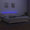 vidaXL Boxspring met matras en LED stof cr&egrave;mekleurig 200x200 cm