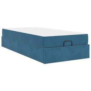 vidaXL Bedframe met matras met matras 2 pcs Blauw Fluweel