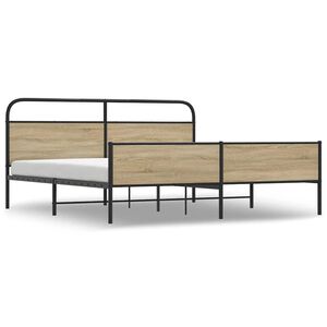 vidaXL Bedframe zonder matras metaal gerookt eikenkleurig 183x213 cm
