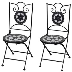 vidaXL Opklapbare stoelen, 2 stuks, keramisch, zwart en wit