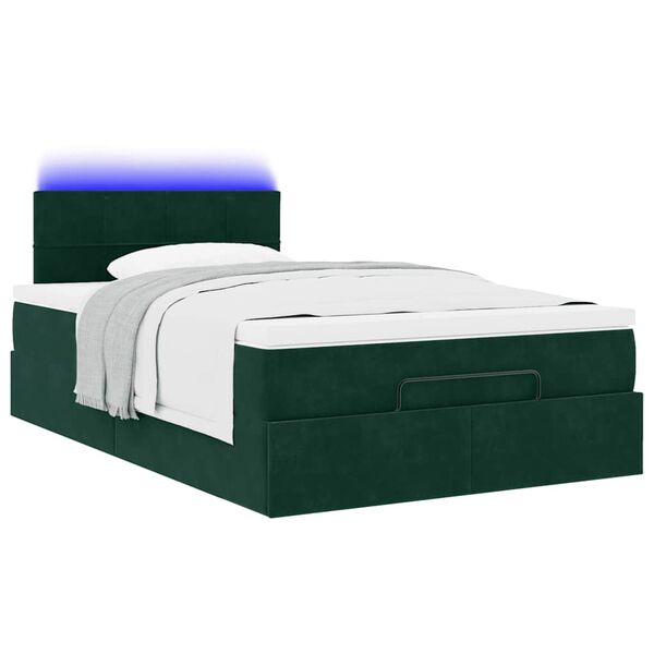 vidaXL Ottoman bed met matras en LED's 120x200cm fluweel donkergroen