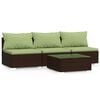 vidaXL 4-delige Loungeset met kussens poly rattan bruin