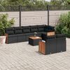 vidaXL 9-delige Loungeset met kussens poly rattan zwart