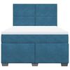 vidaXL Boxspring met matras fluweel blauw 140x200 cm