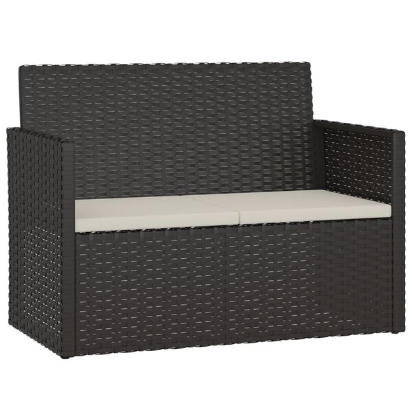 vidaXL 4-delige Loungeset met kussens poly rattan zwart