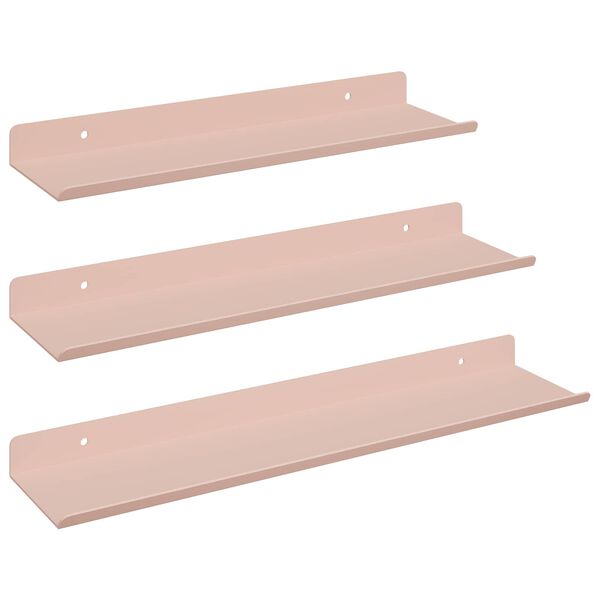 vidaXL Drijvende plank Wandgemonteerd 3 pcs Roze 40 x 9 x 2,5 cm Staal