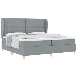 vidaXL Boxspringbed met Matras Donkergrijs 90x190 cm Lichtgrijs Stof