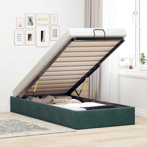 vidaXL Bedframe zonder matras 90x190 cm fluweel donkergroen