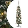 vidaXL Kunstmatige slanke kerstboom met 150 LED Groen en Wit 120 cm