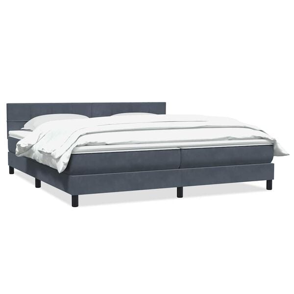 vidaXL Boxspring met matras fluweel donkergrijs 180x210 cm