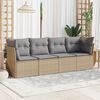 vidaXL 4-delige Loungeset met kussens poly rattan beige