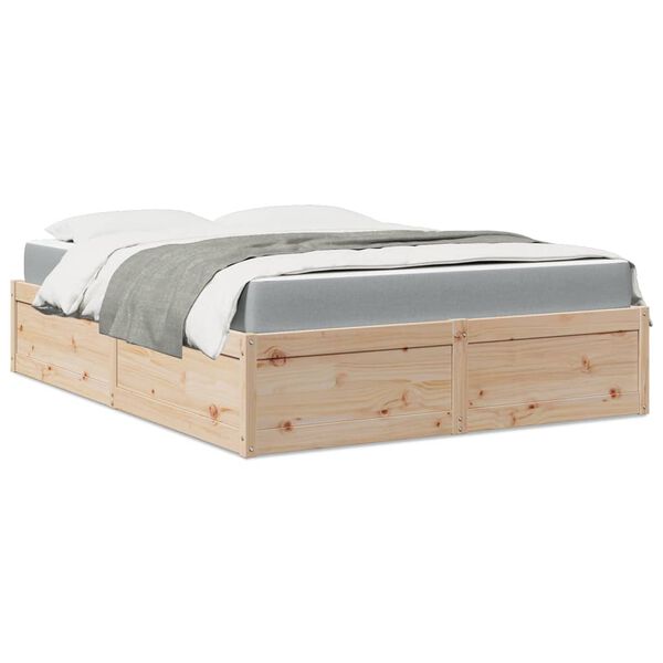 vidaXL Bed met matras massief grenenhout 140x200 cm