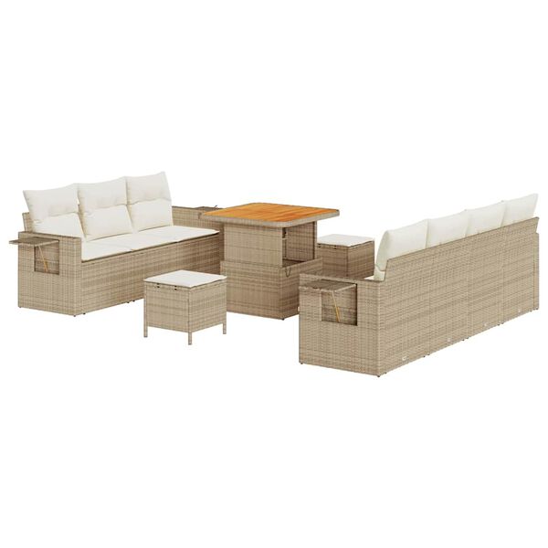 vidaXL Tuin Sofa Set met kussen 10 pcs beige en cr&egrave;mekleurig