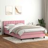 vidaXL Boxspring met matras en LED fluweel roze 160x220 cm