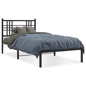 vidaXL Bedframe met hoofdbord metaal zwart 100x190 cm